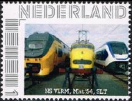 personalised stamp of The Netherlands with trains, trams, stations etc